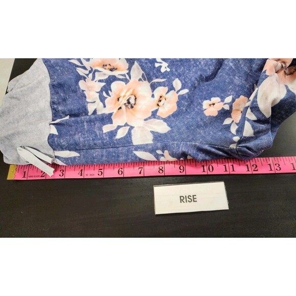 Womens Small Blue Pajama Pants Floral Lightweight Bloom Wide Leg Stretchy Soft - Picture 14 of 16